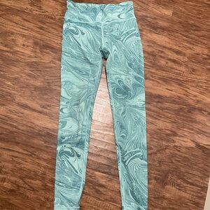 Athleta Girl High Rise Printed Chit Chat Tights Blue Gray